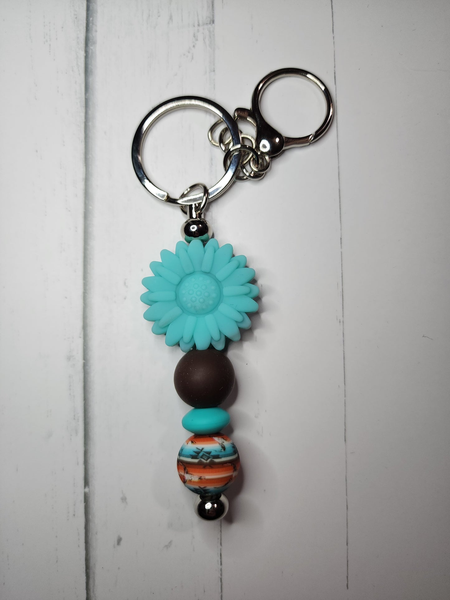 Turquoise flower keychain