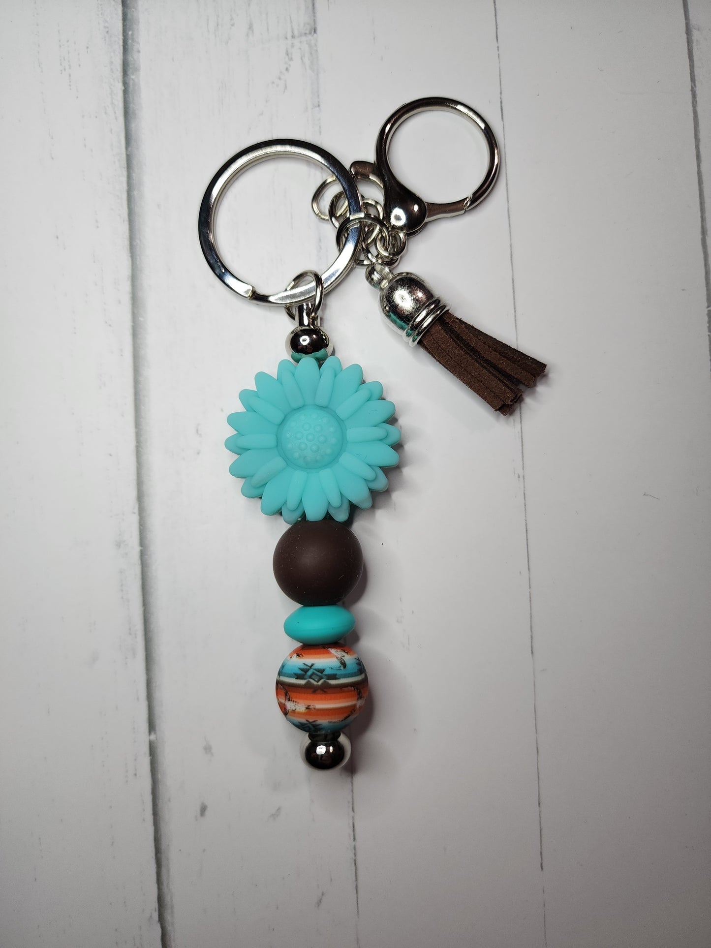 Turquoise flower keychain
