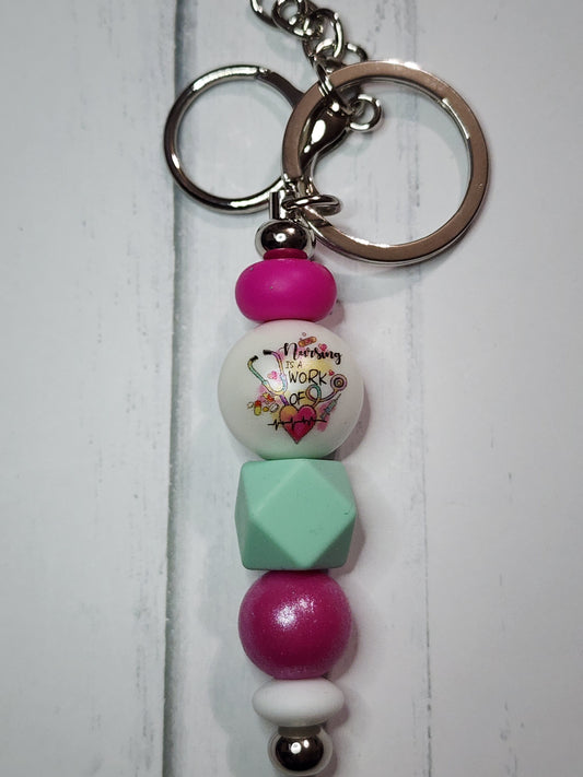 Nursing is a work of heart keychain