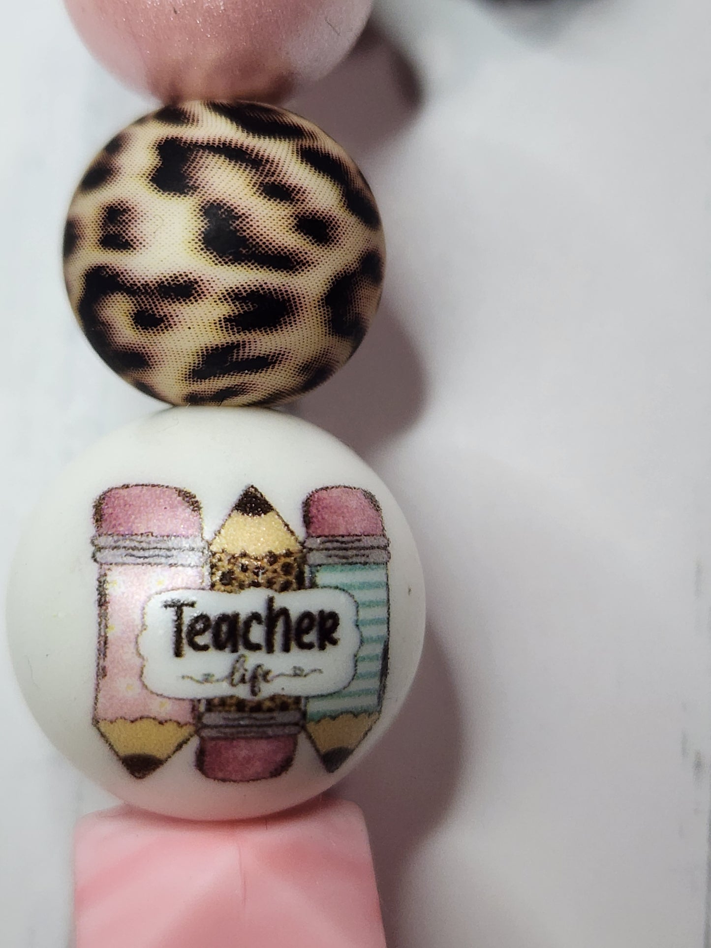 Teacher life leopard print keychain