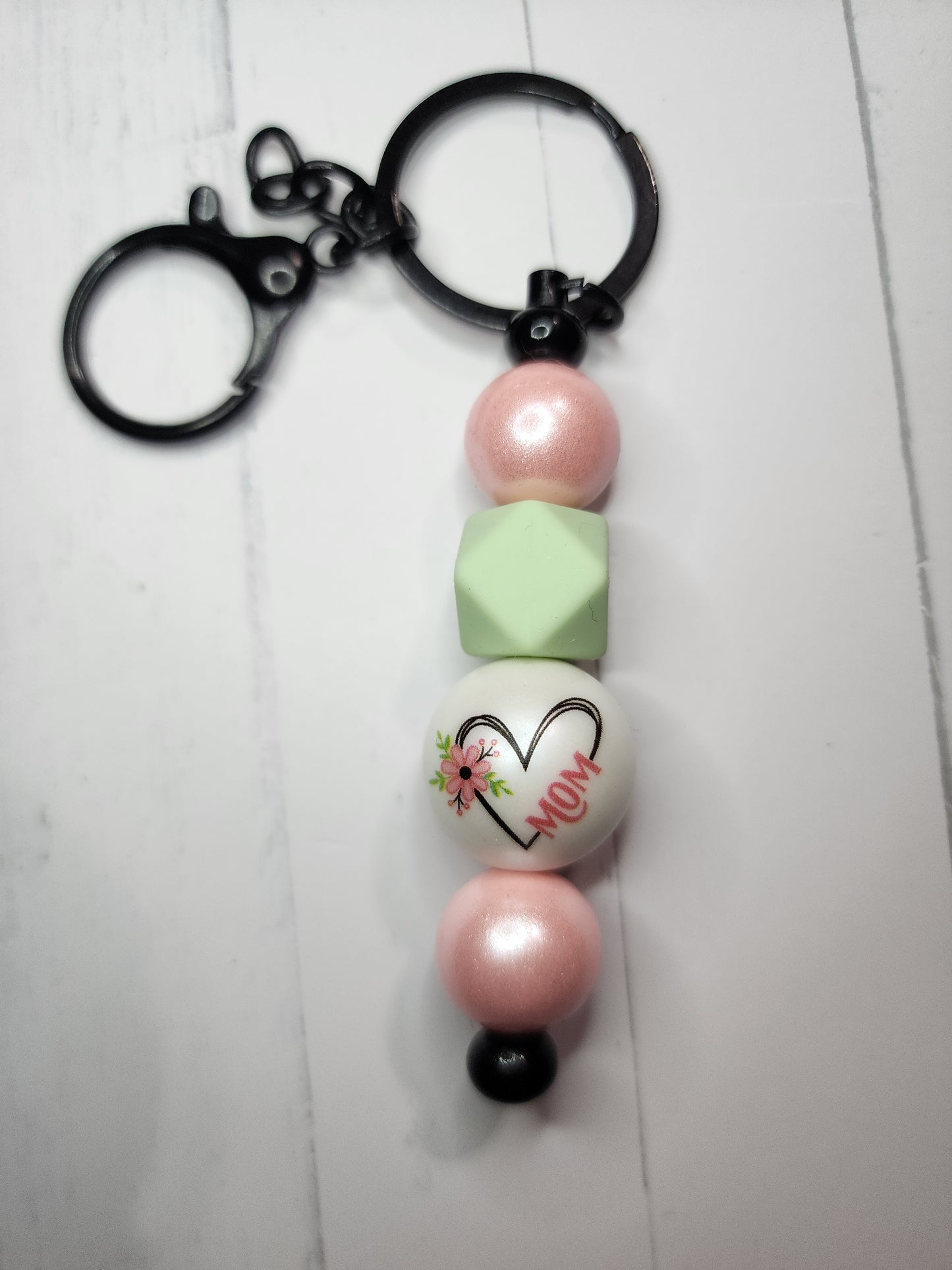 Mom with heart keychain