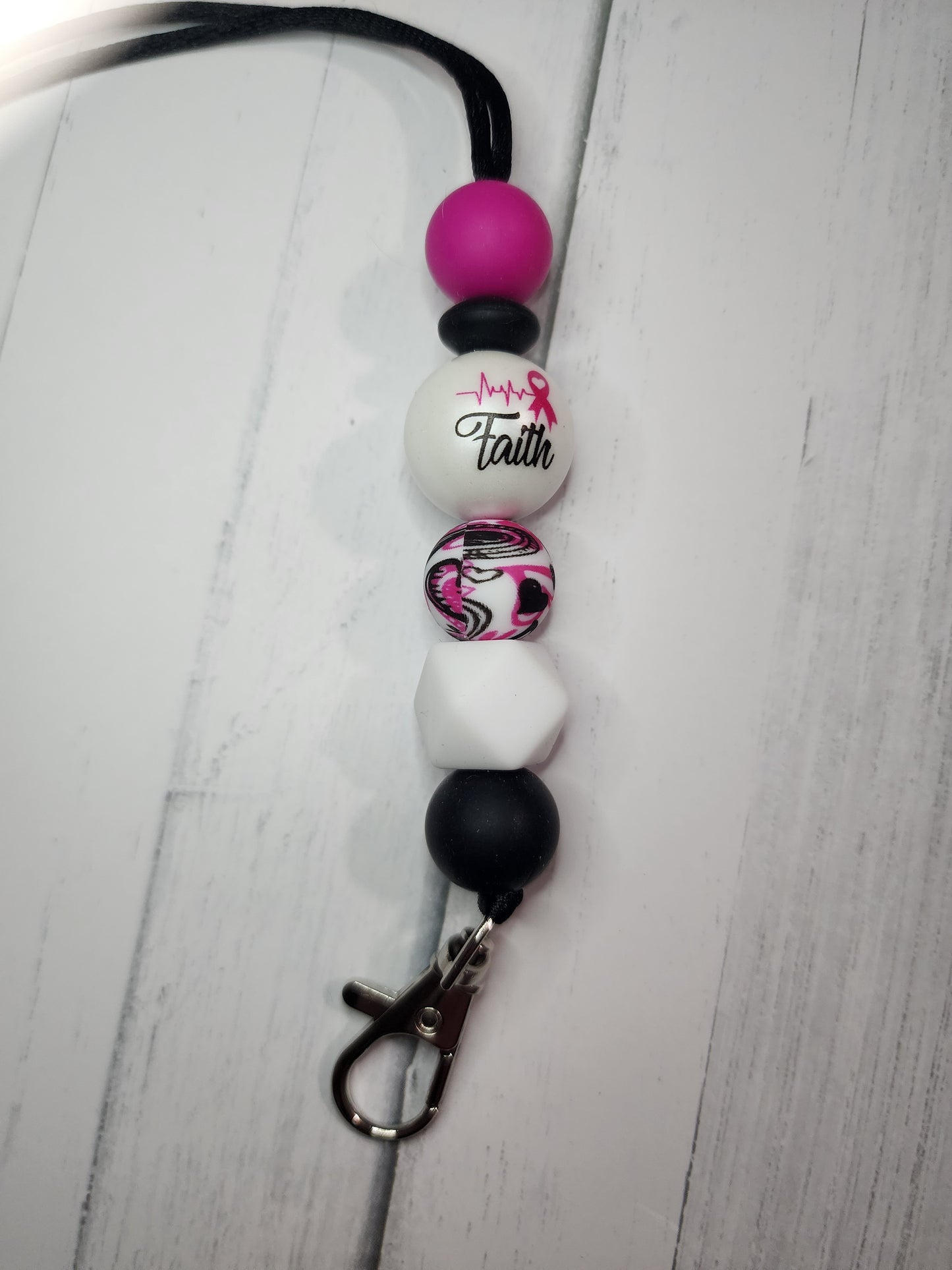 Pink ribbon faith lanyard