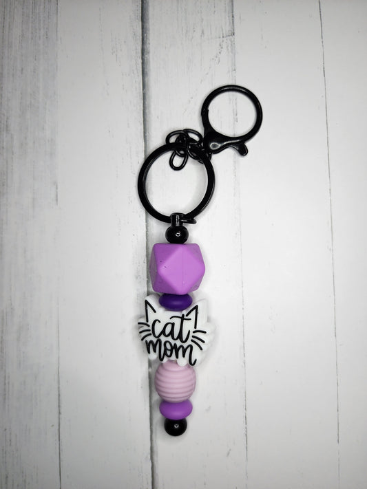 Cat mom (purple) keychain