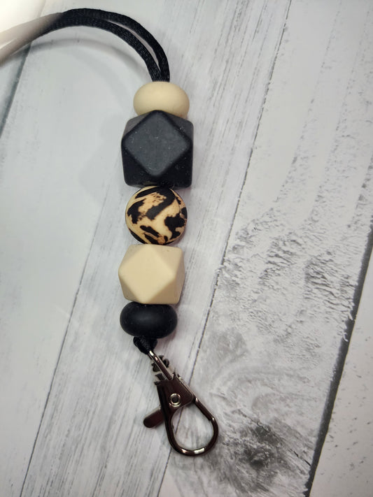 Leopard (black hexagon) lanyard