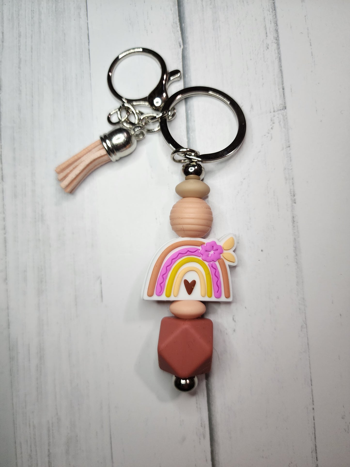 Rainbow keychain (dark hexagon) keychain