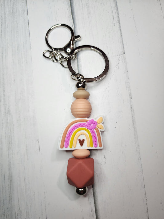 Rainbow keychain (dark hexagon) keychain