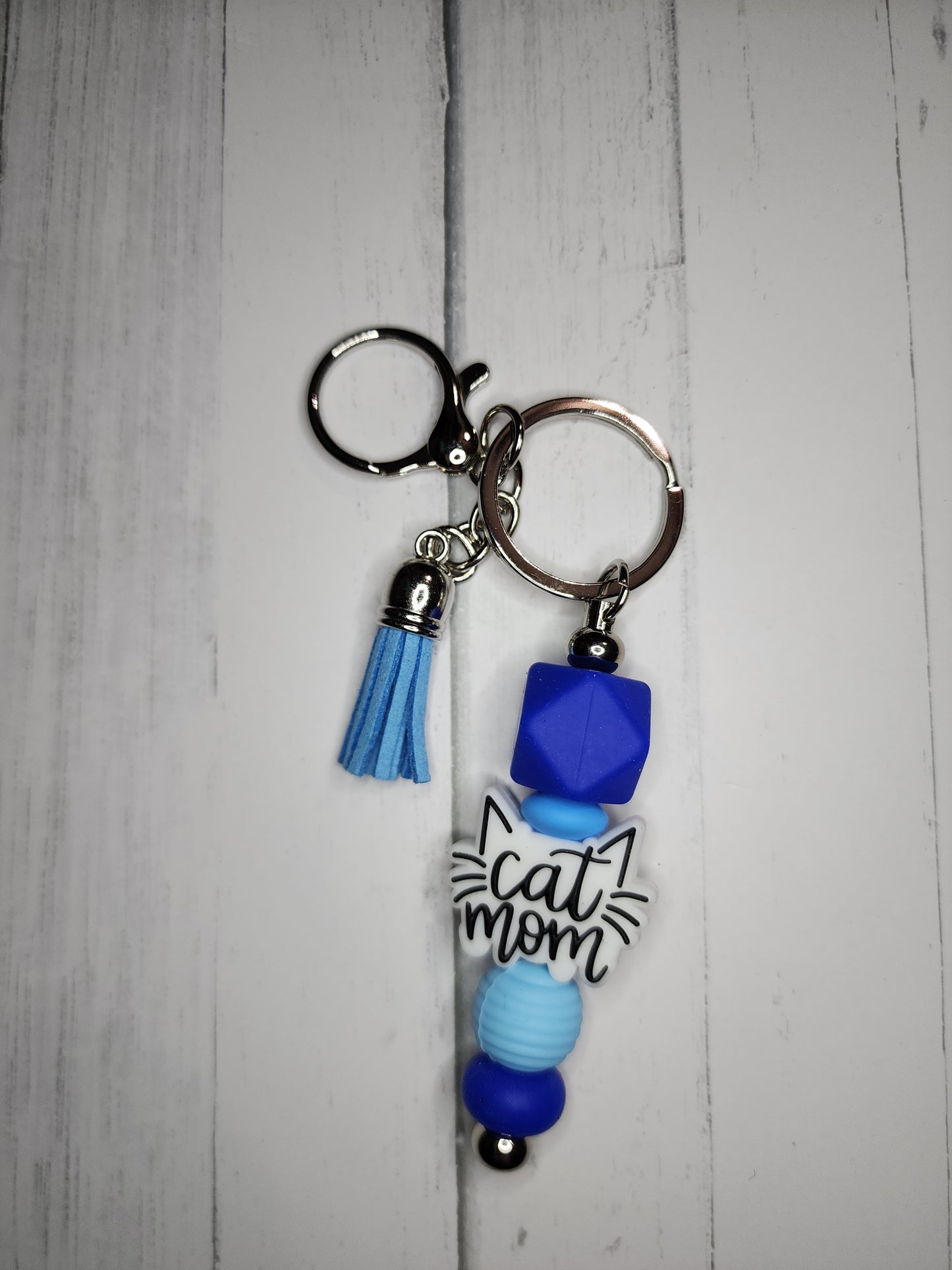 Cat mom (blue) keychain