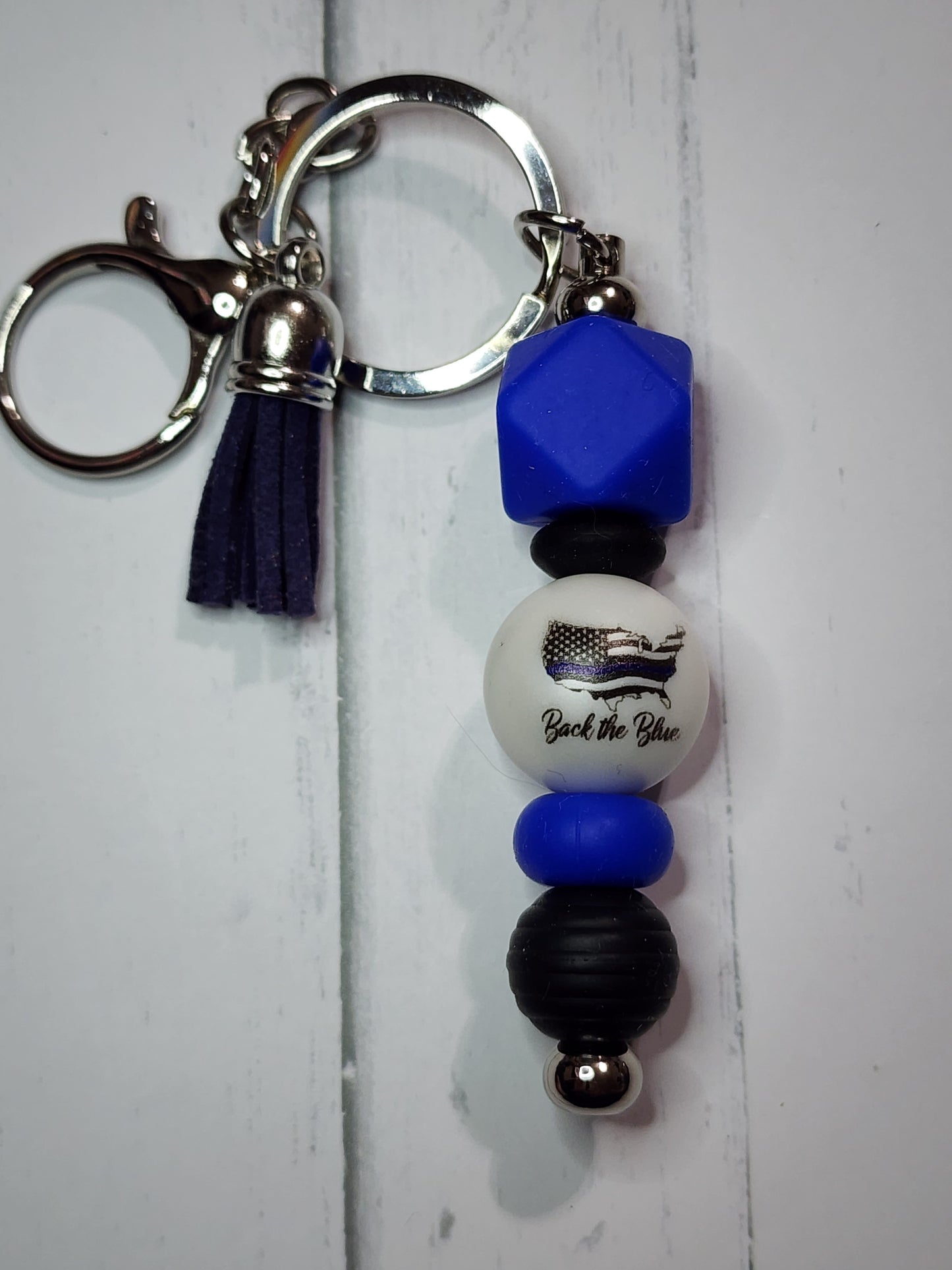 Back the blue keychain